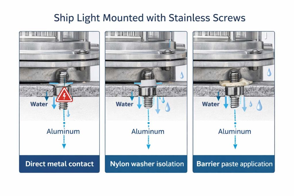 How to isolate fasteners on marine lights