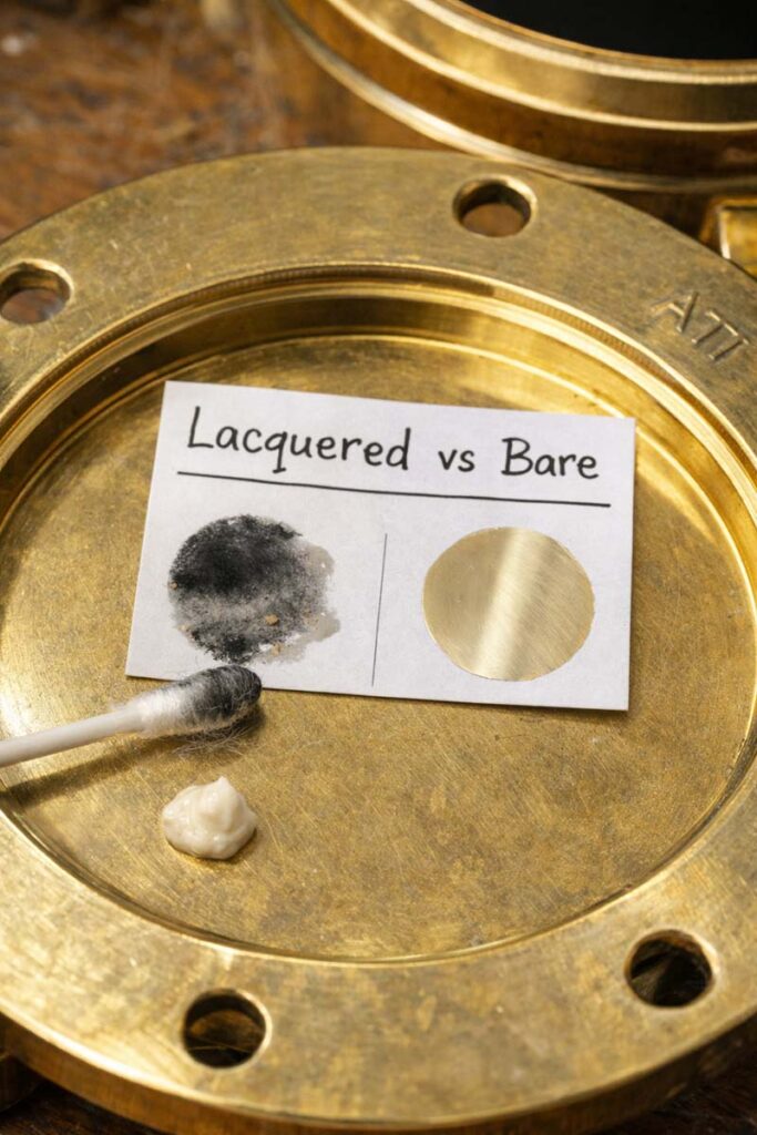 cotton swab test on brass light finish