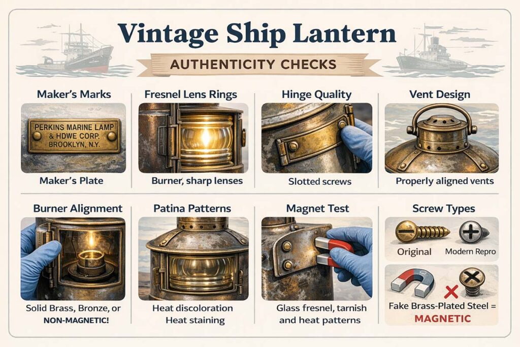 checklist graphic for antique lantern verification