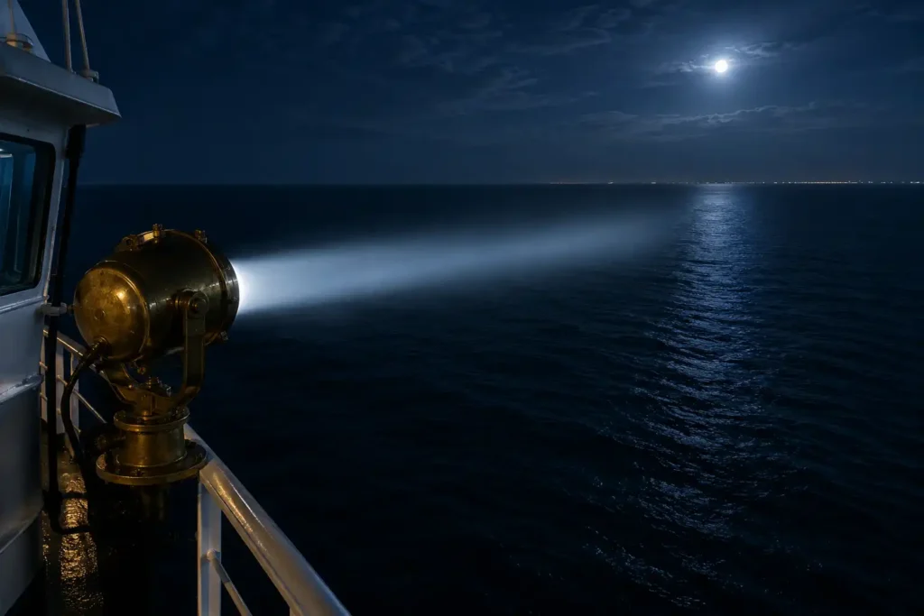 How Far Can a Ship Searchlight Reach